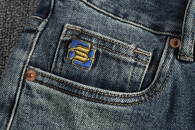 GorgeousBen Vintage Culture Two-Tone Denim Jeans Men's Retro Slim Tapered Pants