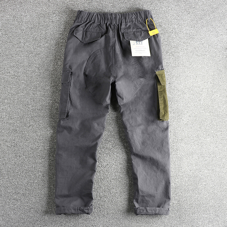 GorgeousBen  Color Block Cargo Pants - Elastic Waist Utility Trousers