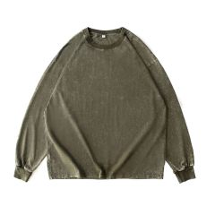 Distressed long sleeve army green