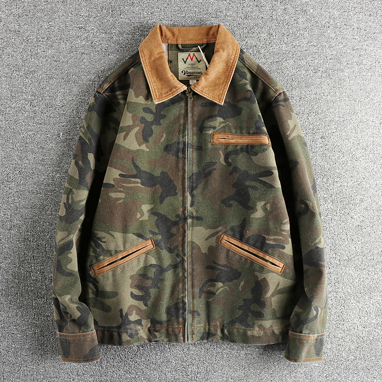 GorgeousBen Men's 100% Cotton Camouflage Vintage Work Jacket