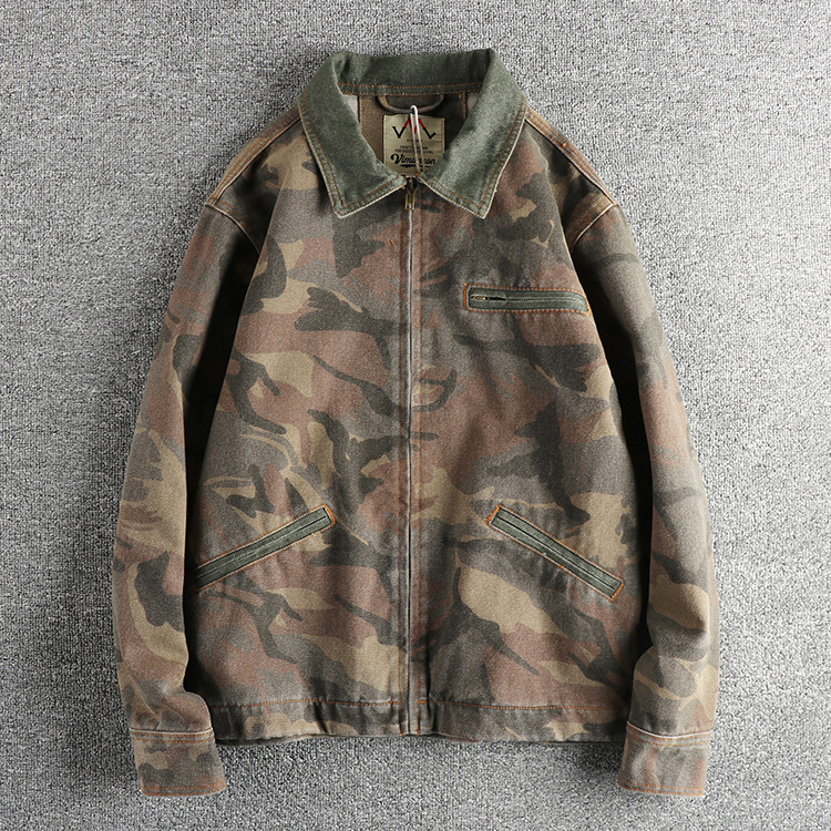GorgeousBen Men's 100% Cotton Camouflage Vintage Work Jacket