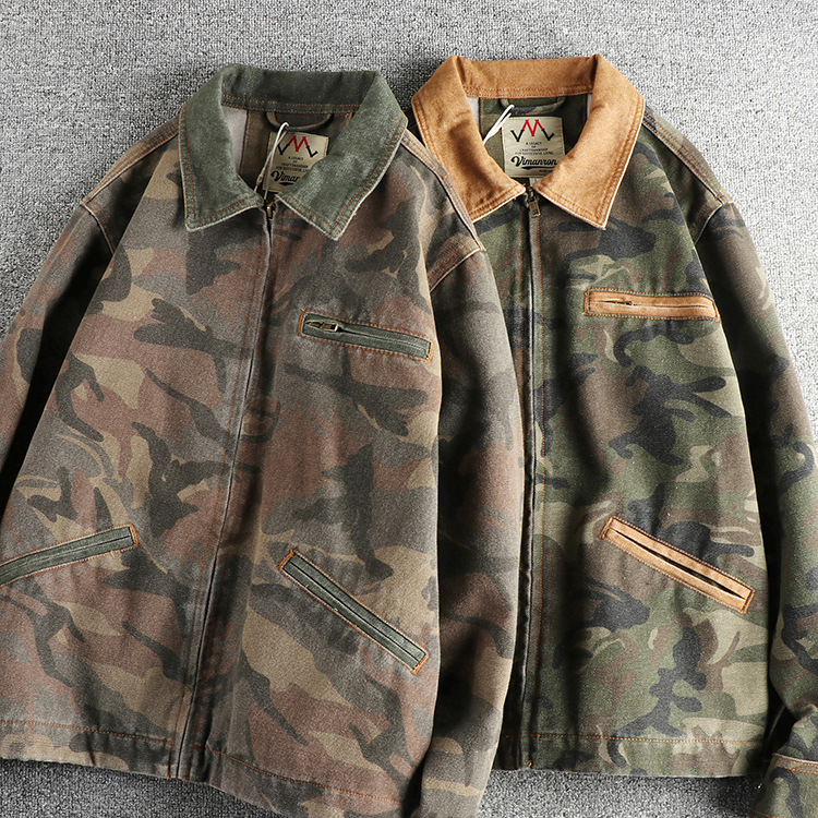 GorgeousBen Men's 100% Cotton Camouflage Vintage Work Jacket