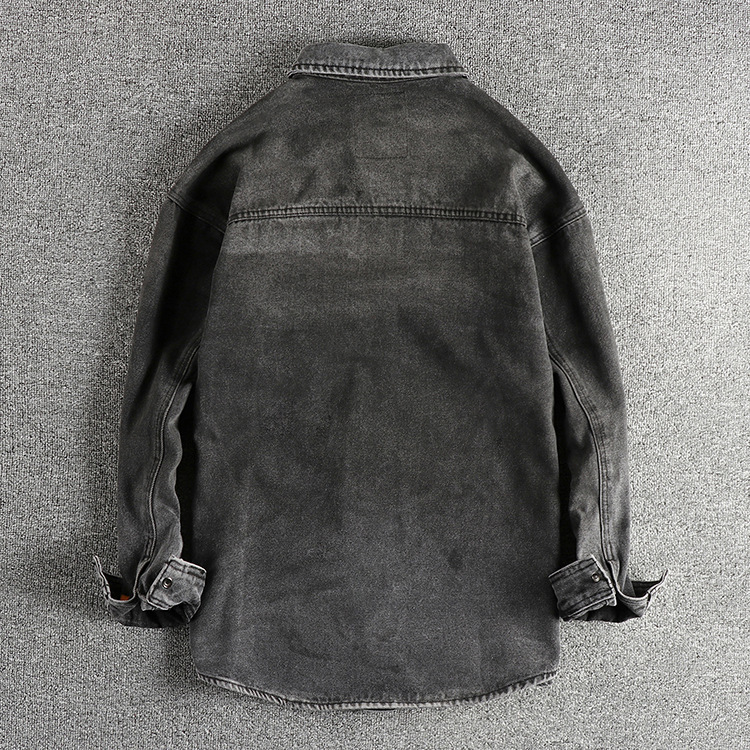 GorgeousBen Men's Vintage Washed Denim Shirt Jacket