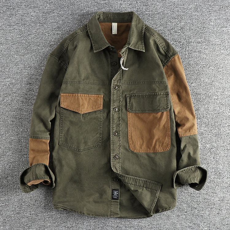 GorgeousBen Men's 100% Cotton Color Block Work Shirt