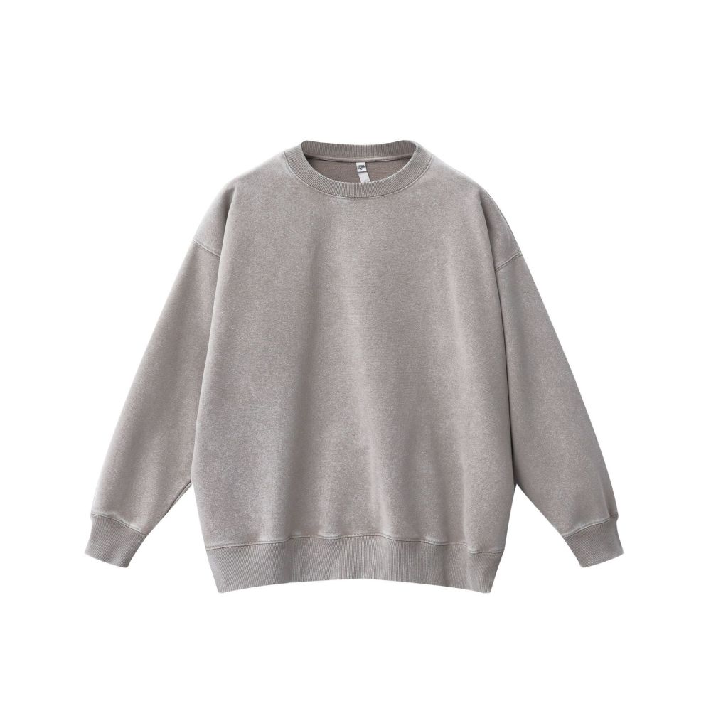 GorgeousBen Men's 400GSM Vintage Washed Light Fleece Crewneck Sweatshirt