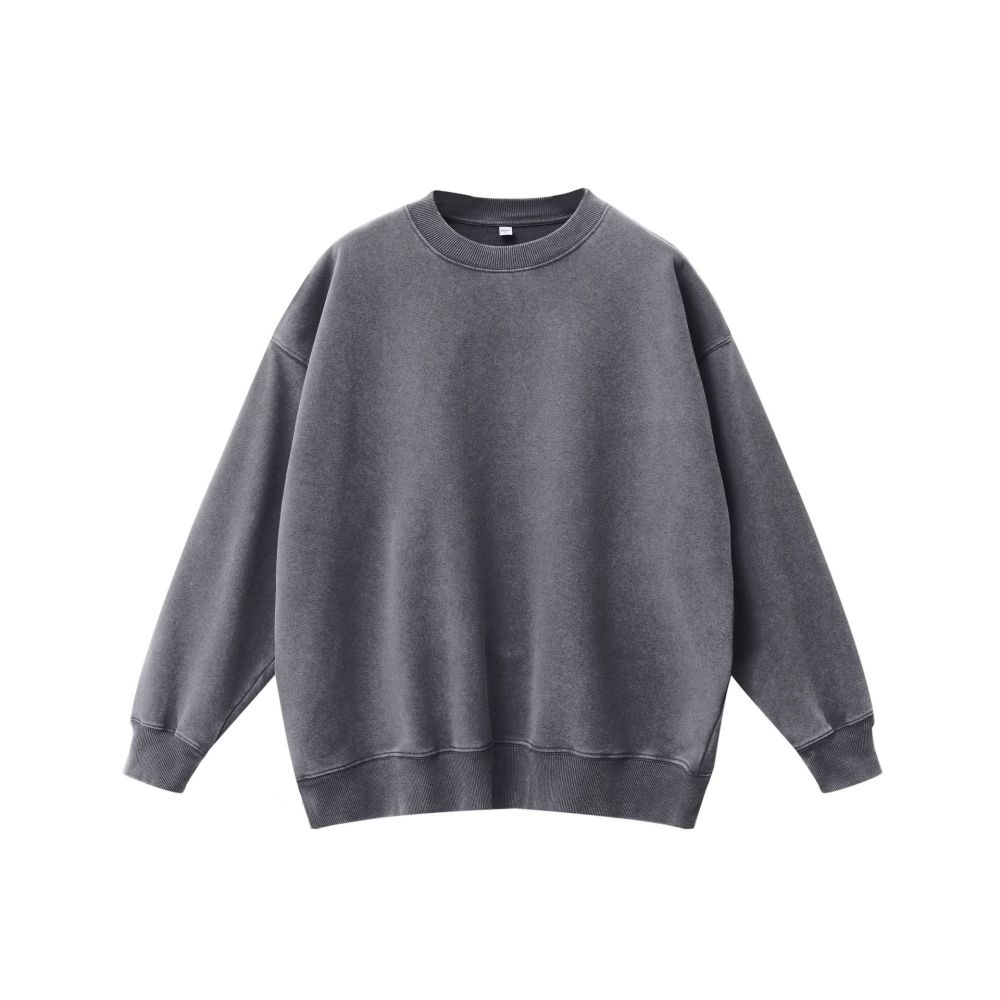 GorgeousBen Men's 400GSM Vintage Washed Light Fleece Crewneck Sweatshirt