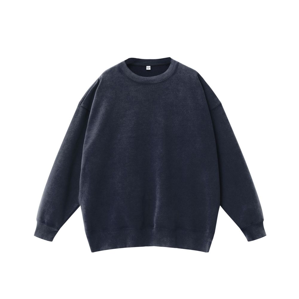 GorgeousBen Men's 400GSM Vintage Washed Light Fleece Crewneck Sweatshirt