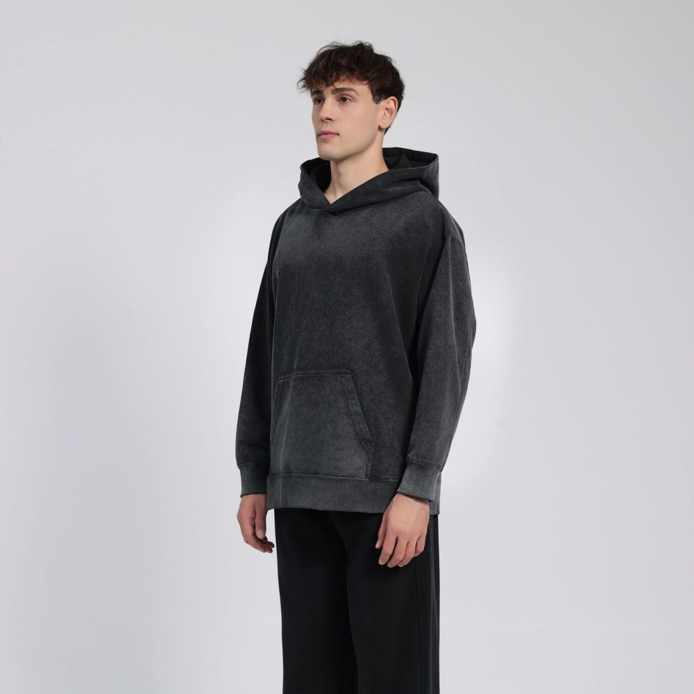 GorgeousBen Men's 400GSM Vintage Washed Light Fleece Hoodie