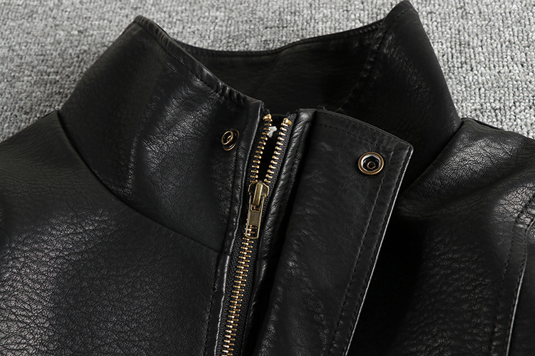 gorgeousben Men's Retro PU Leather Biker Jacket