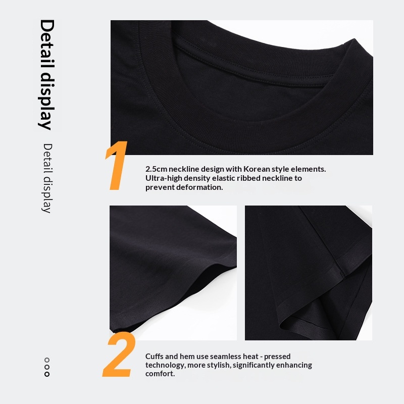 GorgeousBen CL-2202 Men's 220g Heavyweight Sea Island Cotton T-Shirt, UPF 50+ Sun Protection Casual Short Sleeve Tee