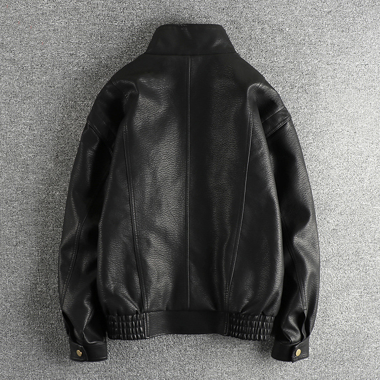 gorgeousben Men's Retro PU Leather Biker Jacket