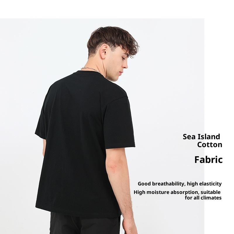 GorgeousBen CL-2202 Men's 220g Heavyweight Sea Island Cotton T-Shirt, UPF 50+ Sun Protection Casual Short Sleeve Tee