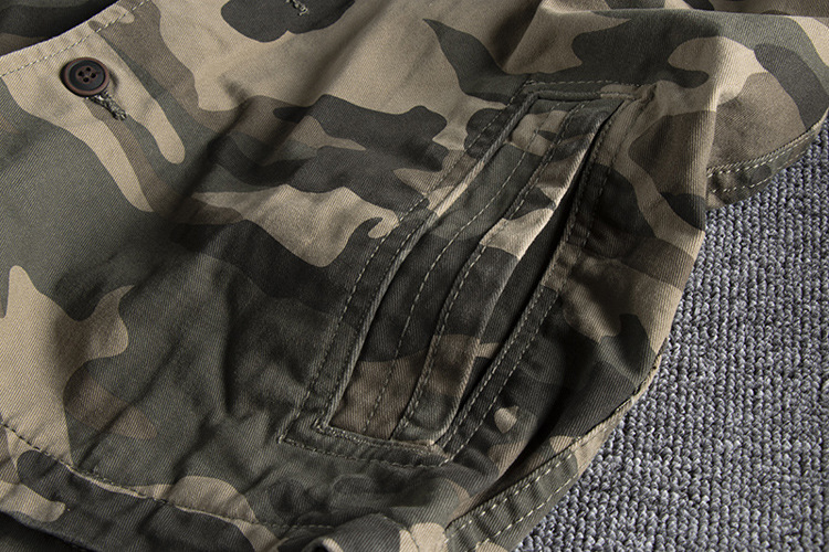 gorgeousben  Men's Vintage Camo Cotton Workwear Jacket, Retro Slim Fit Button Down Casual Coat