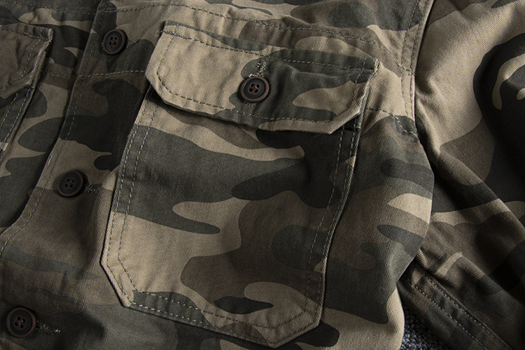 gorgeousben  Men's Vintage Camo Cotton Workwear Jacket, Retro Slim Fit Button Down Casual Coat