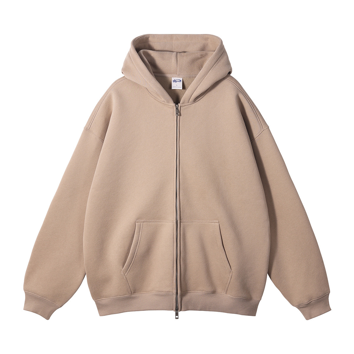 Men's 350G Fleece Lined Double Zip Hoodie Set, GorgeousBen Oversized Streetwear Tracksuit, Casual Winter Loungewear for Daily Wea
