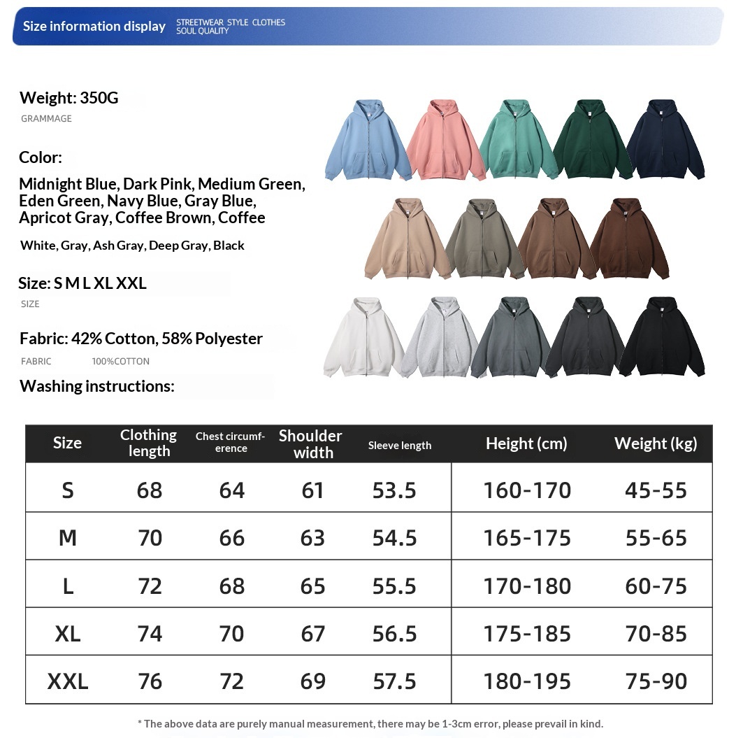 Men's 350G Fleece Lined Double Zip Hoodie Set, GorgeousBen Oversized Streetwear Tracksuit, Casual Winter Loungewear for Daily Wea