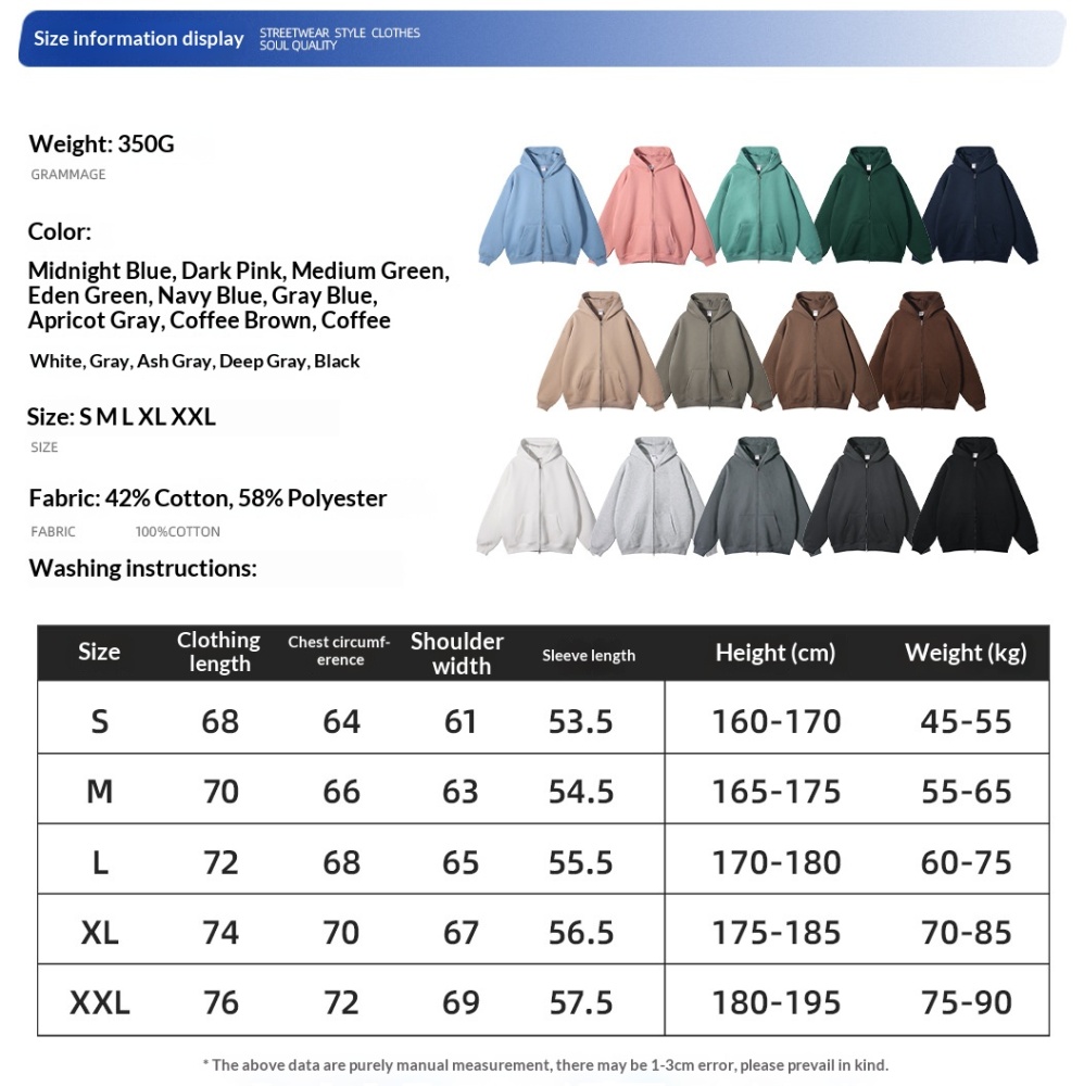 Men's 350G Fleece Lined Double Zip Hoodie Set, GorgeousBen Oversized Streetwear Tracksuit, Casual Winter Loungewear for Daily Wea