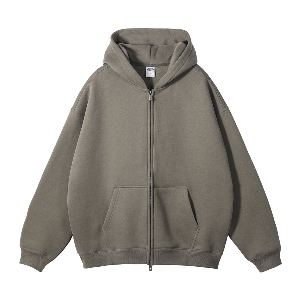 Men's 350G Fleece Lined Double Zip Hoodie Set, GorgeousBen Oversized Streetwear Tracksuit, Casual Winter Loungewear for Daily Wea