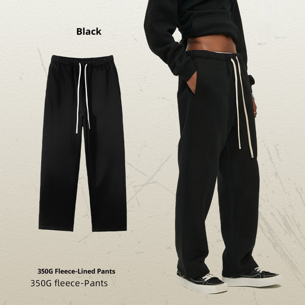 GorgeousBen Men's Fleece Straight Sweatpants, Oversized Thickened Streetwear Drawstring Casual Pants