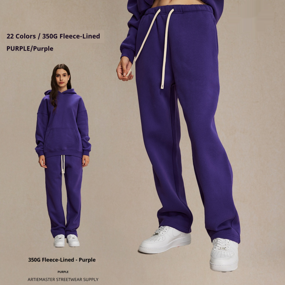 GorgeousBen Men's Fleece Straight Sweatpants, Oversized Thickened Streetwear Drawstring Casual Pants