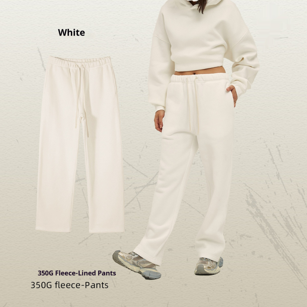 GorgeousBen Men's Fleece Straight Sweatpants, Oversized Thickened Streetwear Drawstring Casual Pants