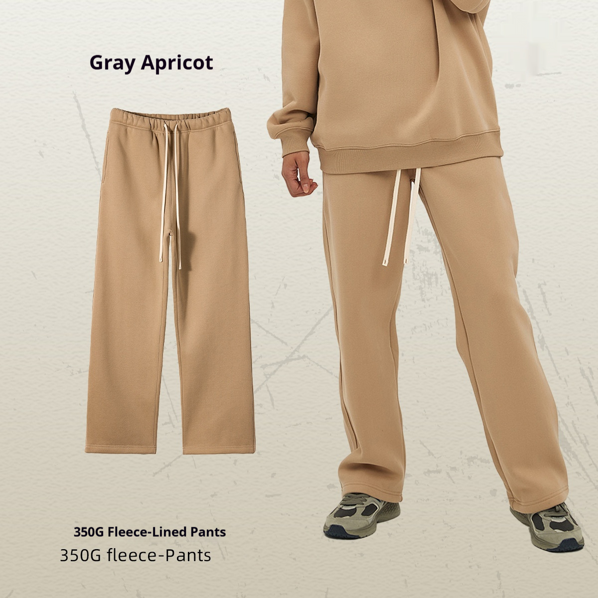 GorgeousBen Men's Fleece Straight Sweatpants, Oversized Thickened Streetwear Drawstring Casual Pants