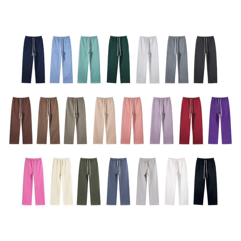 GorgeousBen Men's Fleece Straight Sweatpants, Oversized Thickened Streetwear Drawstring Casual Pants