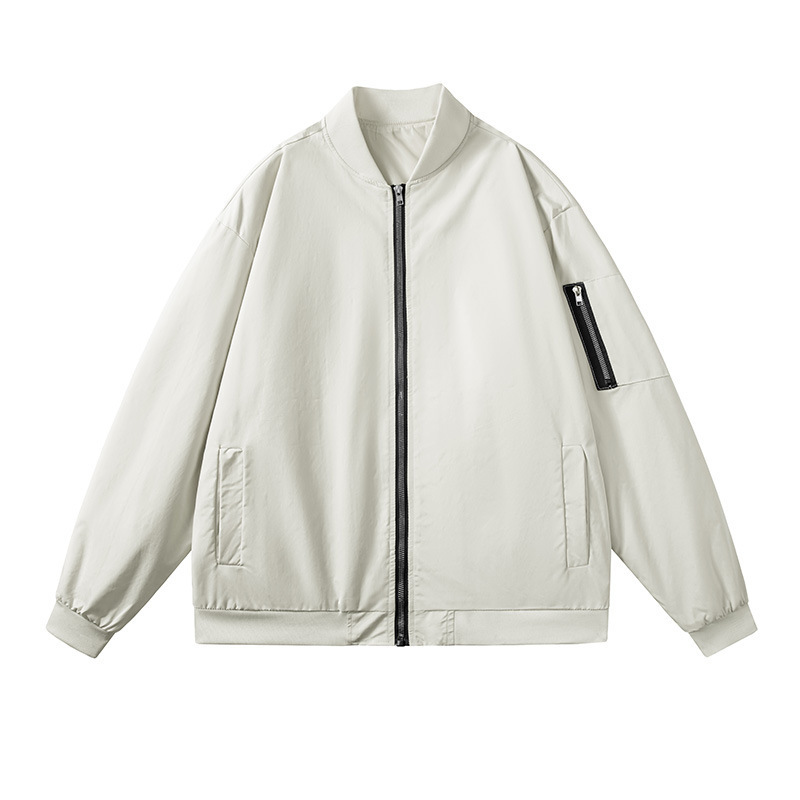 Men's Jacket Spring and Autumn Baseball Jacket Trendy Casual Pilot Solid Color Men's Youthful Casual Jacket