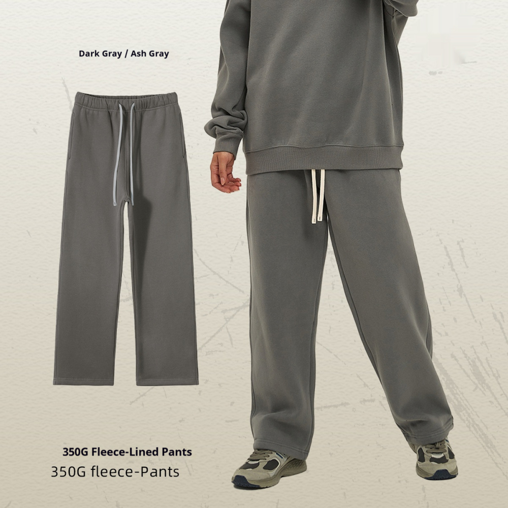 GorgeousBen Men's Fleece Straight Sweatpants, Oversized Thickened Streetwear Drawstring Casual Pants
