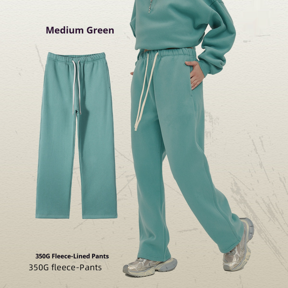 GorgeousBen Men's Fleece Straight Sweatpants, Oversized Thickened Streetwear Drawstring Casual Pants