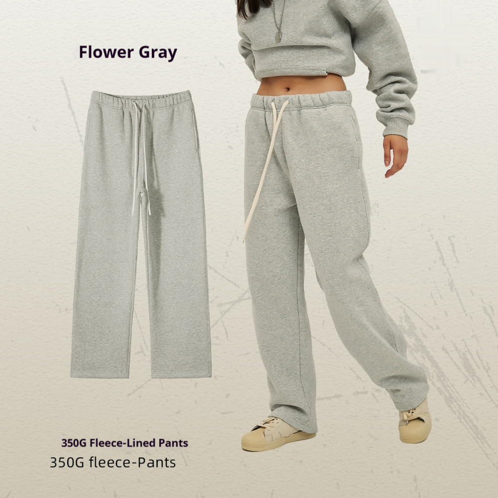 GorgeousBen Men's Fleece Straight Sweatpants, Oversized Thickened Streetwear Drawstring Casual Pants