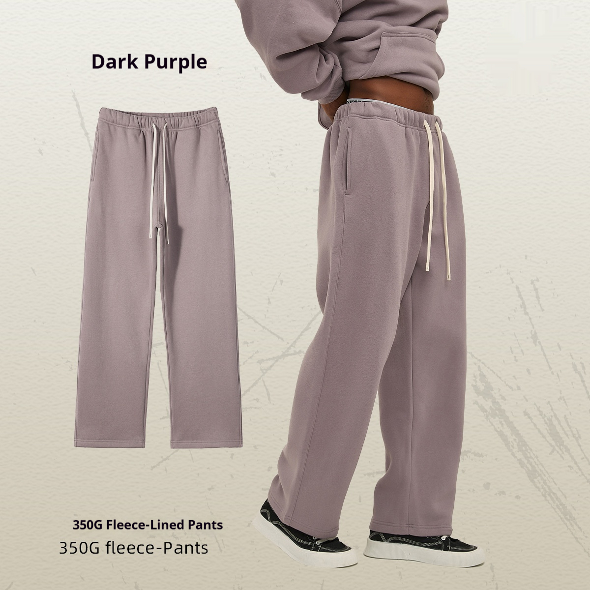 GorgeousBen Men's Fleece Straight Sweatpants, Oversized Thickened Streetwear Drawstring Casual Pants