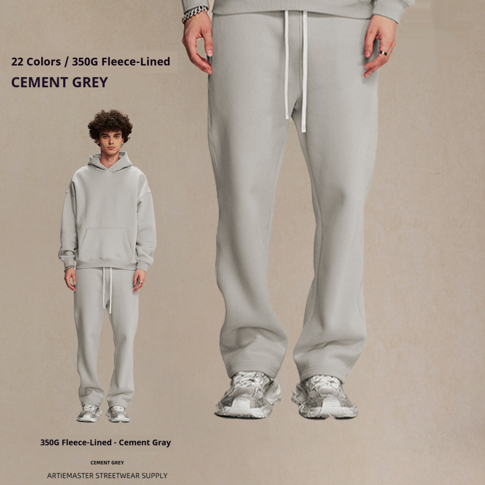 GorgeousBen Men's Fleece Straight Sweatpants, Oversized Thickened Streetwear Drawstring Casual Pants
