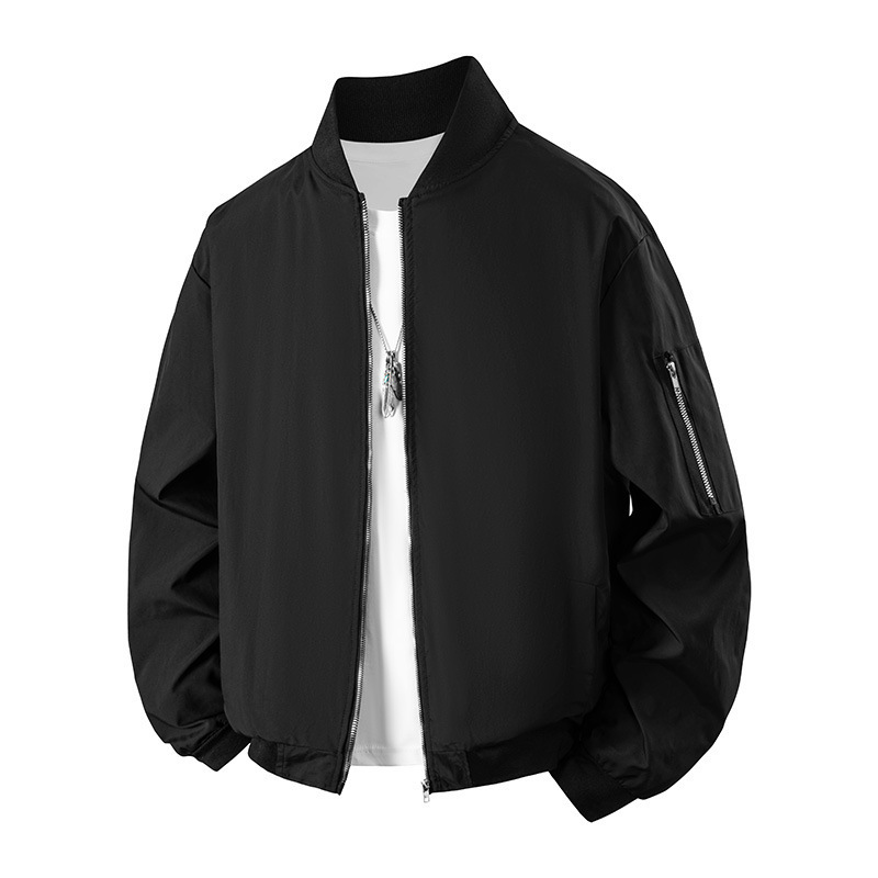 Men's Jacket Spring and Autumn Baseball Jacket Trendy Casual Pilot Solid Color Men's Youthful Casual Jacket