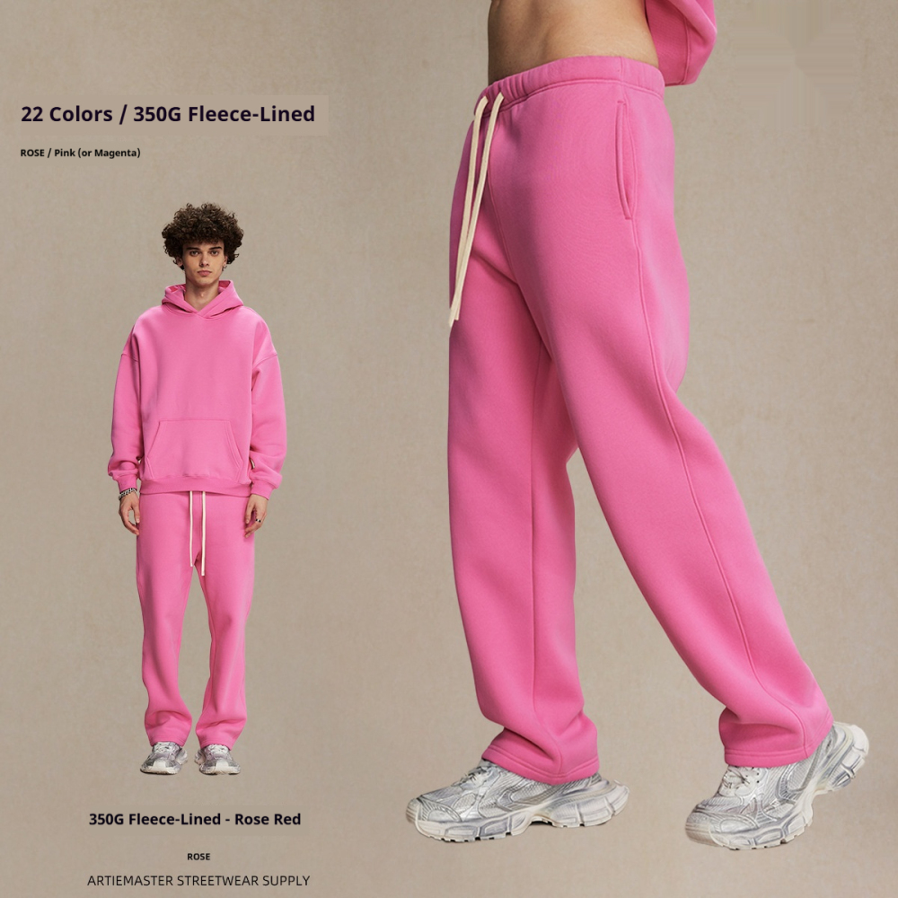 GorgeousBen Men's Fleece Straight Sweatpants, Oversized Thickened Streetwear Drawstring Casual Pants