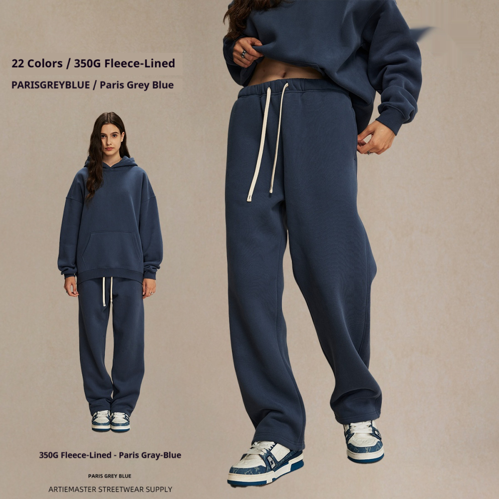 GorgeousBen Men's Fleece Straight Sweatpants, Oversized Thickened Streetwear Drawstring Casual Pants