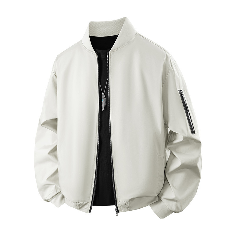Men's Jacket Spring and Autumn Baseball Jacket Trendy Casual Pilot Solid Color Men's Youthful Casual Jacket