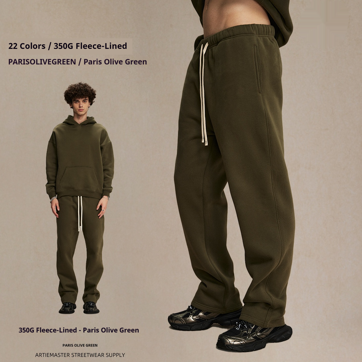 GorgeousBen Men's Fleece Straight Sweatpants, Oversized Thickened Streetwear Drawstring Casual Pants