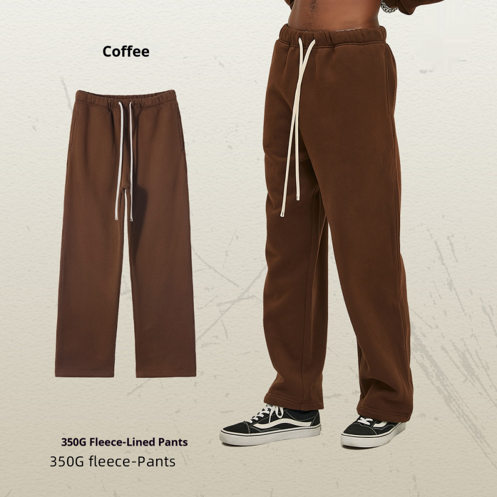 GorgeousBen Men's Fleece Straight Sweatpants, Oversized Thickened Streetwear Drawstring Casual Pants