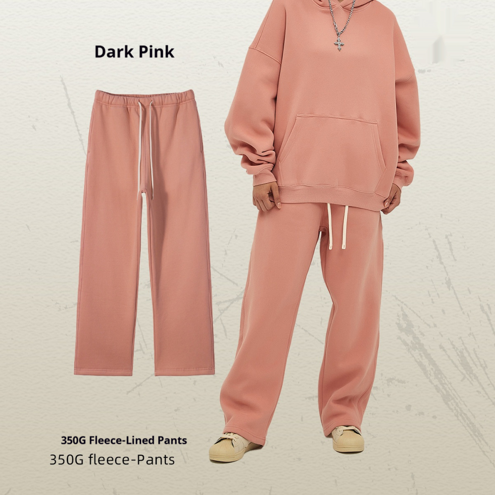 GorgeousBen Men's Fleece Straight Sweatpants, Oversized Thickened Streetwear Drawstring Casual Pants
