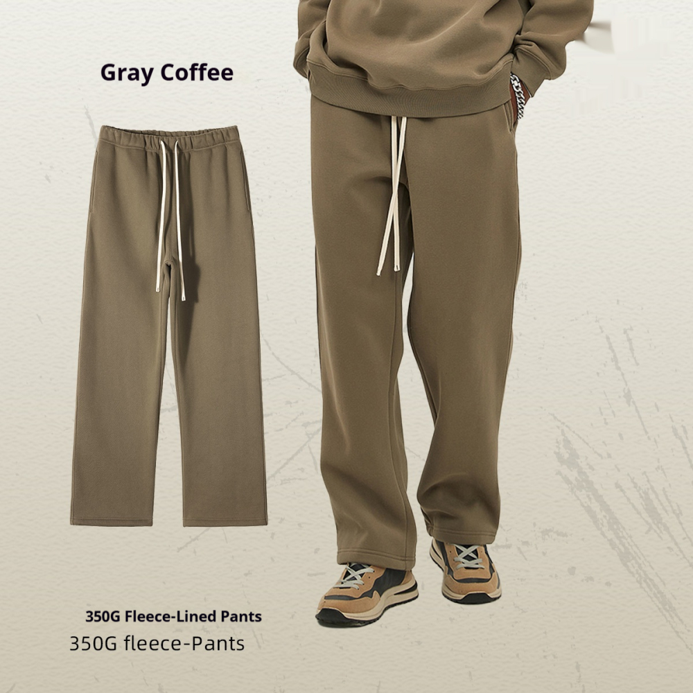 GorgeousBen Men's Fleece Straight Sweatpants, Oversized Thickened Streetwear Drawstring Casual Pants