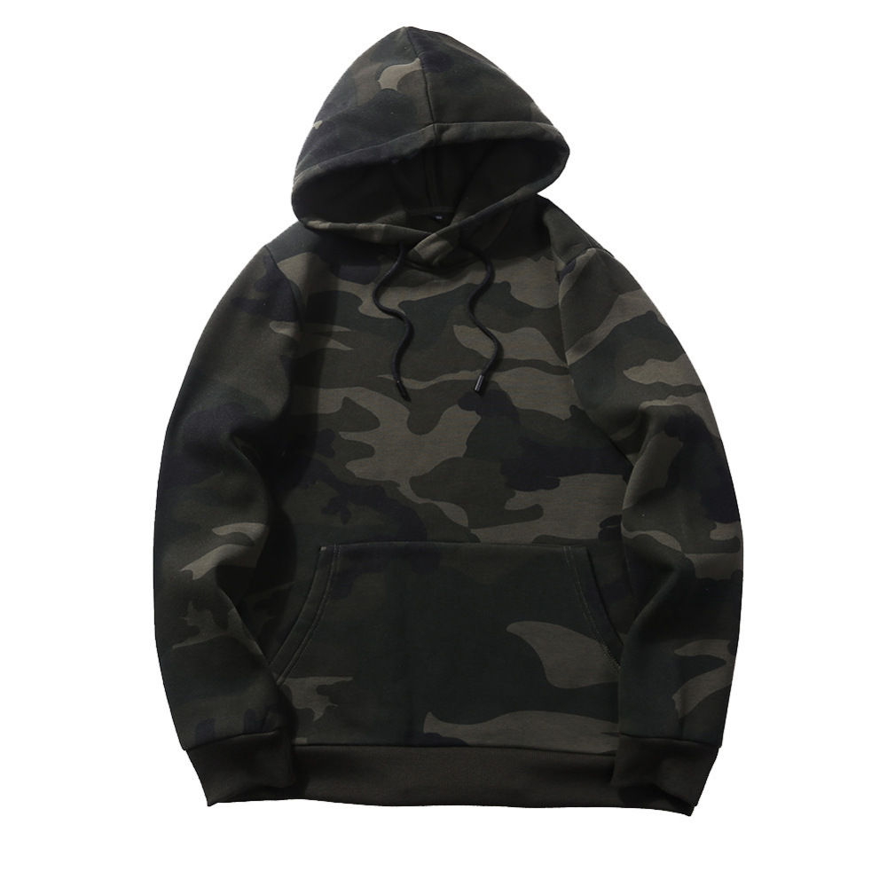 Men's Hooded Pullover Sweatshirt European and American Trendy Brand Autumn and Winter Camouflage Sports Oversized Top for Young Men Casual Versatile