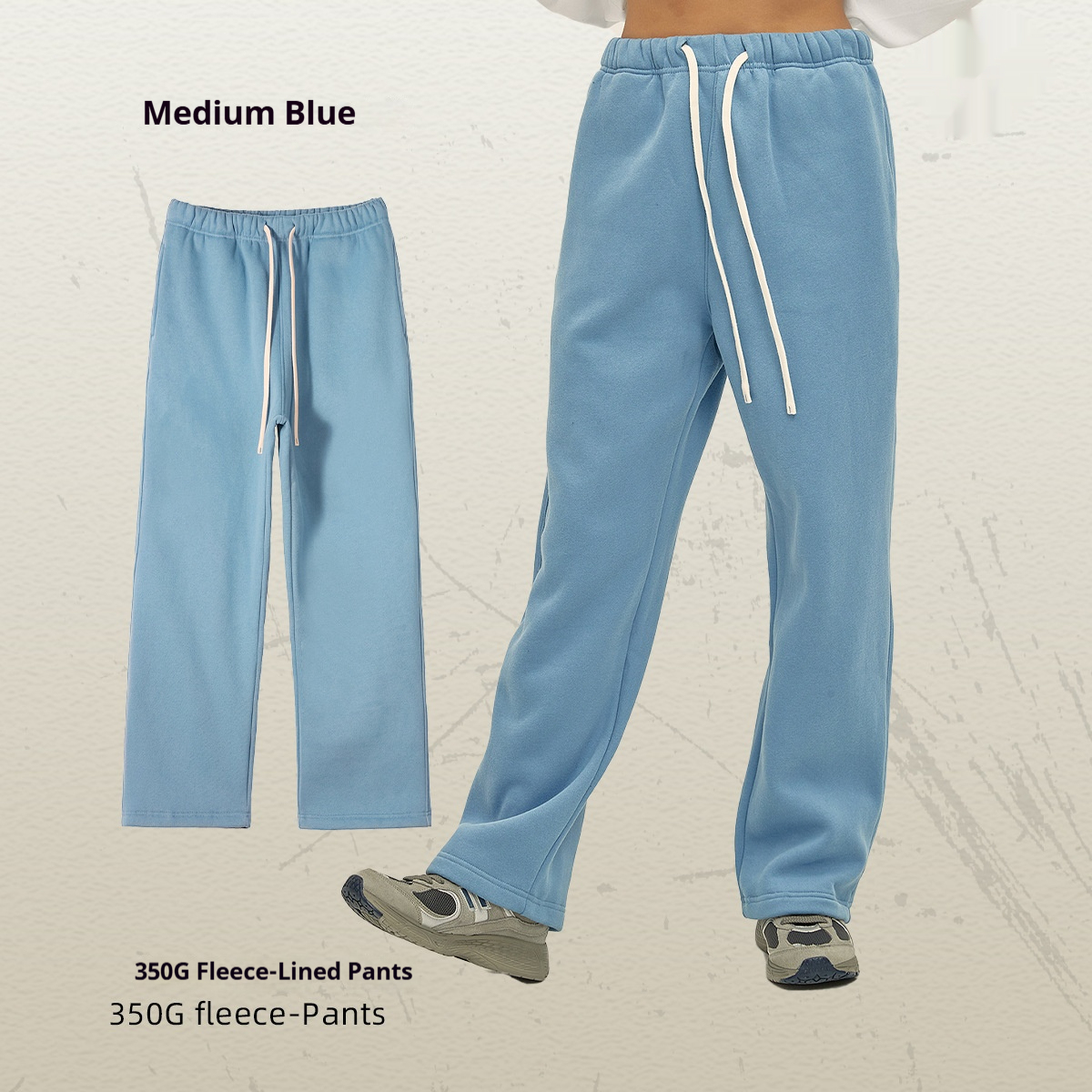 GorgeousBen Men's Fleece Straight Sweatpants, Oversized Thickened Streetwear Drawstring Casual Pants