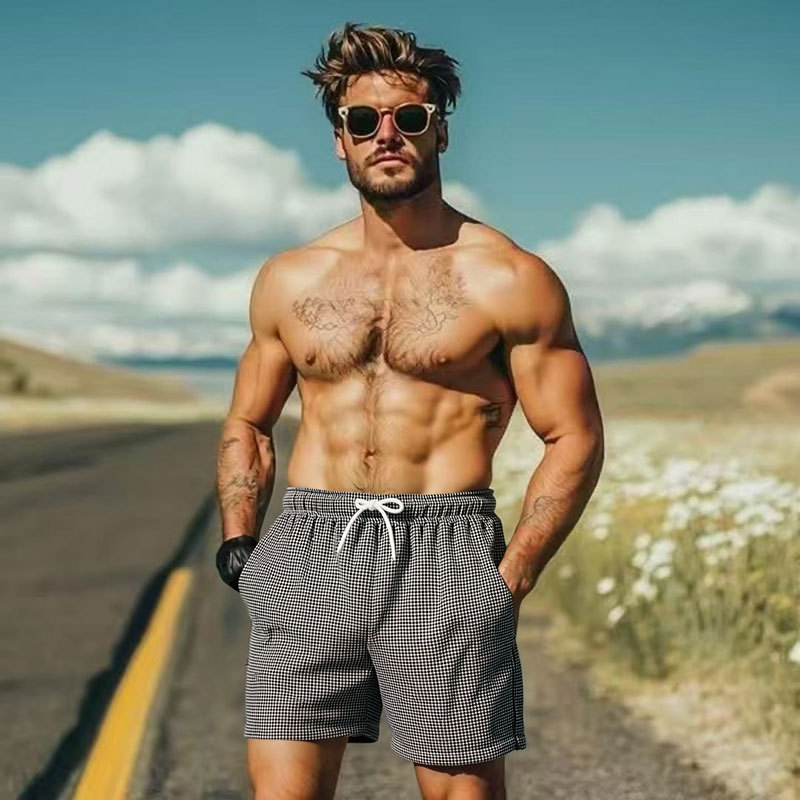 GorgeousBen Men's 5 Inch Quick Dry Beach Shorts, Summer Striped Casual Swim Trunks, Loose Fit Lightweight Board Shorts for Vacation, Gym & Daily Wear