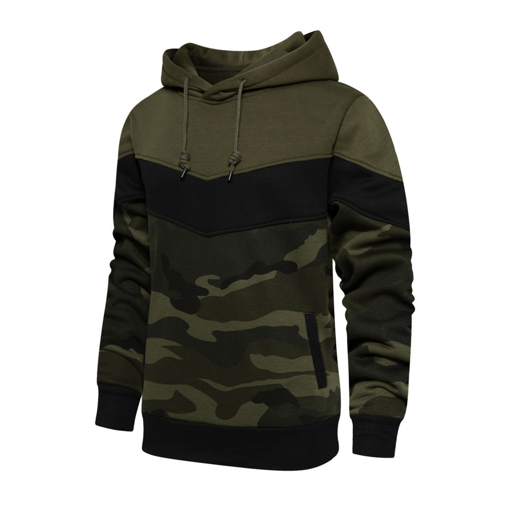 Cross-Border Amazon Spring and Autumn European and American Men's Color-Blocking Fashion Hooded Sweatshirt Men's Casual Sports Top