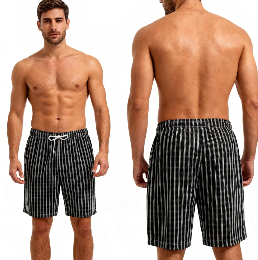 GorgeousBen Men's 5 Inch Quick Dry Beach Shorts, Summer Striped Casual Swim Trunks, Loose Fit Lightweight Board Shorts for Vacation, Gym & Daily Wear