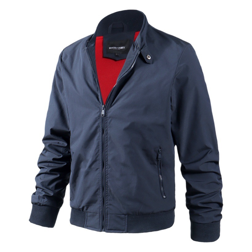 GorgeousBen Men's Bomber Flight Jacket, Spring Autumn Casual Lightweight Workwear, Slim Fit Stand Collar Zip Up Outerwear for Daily Wear