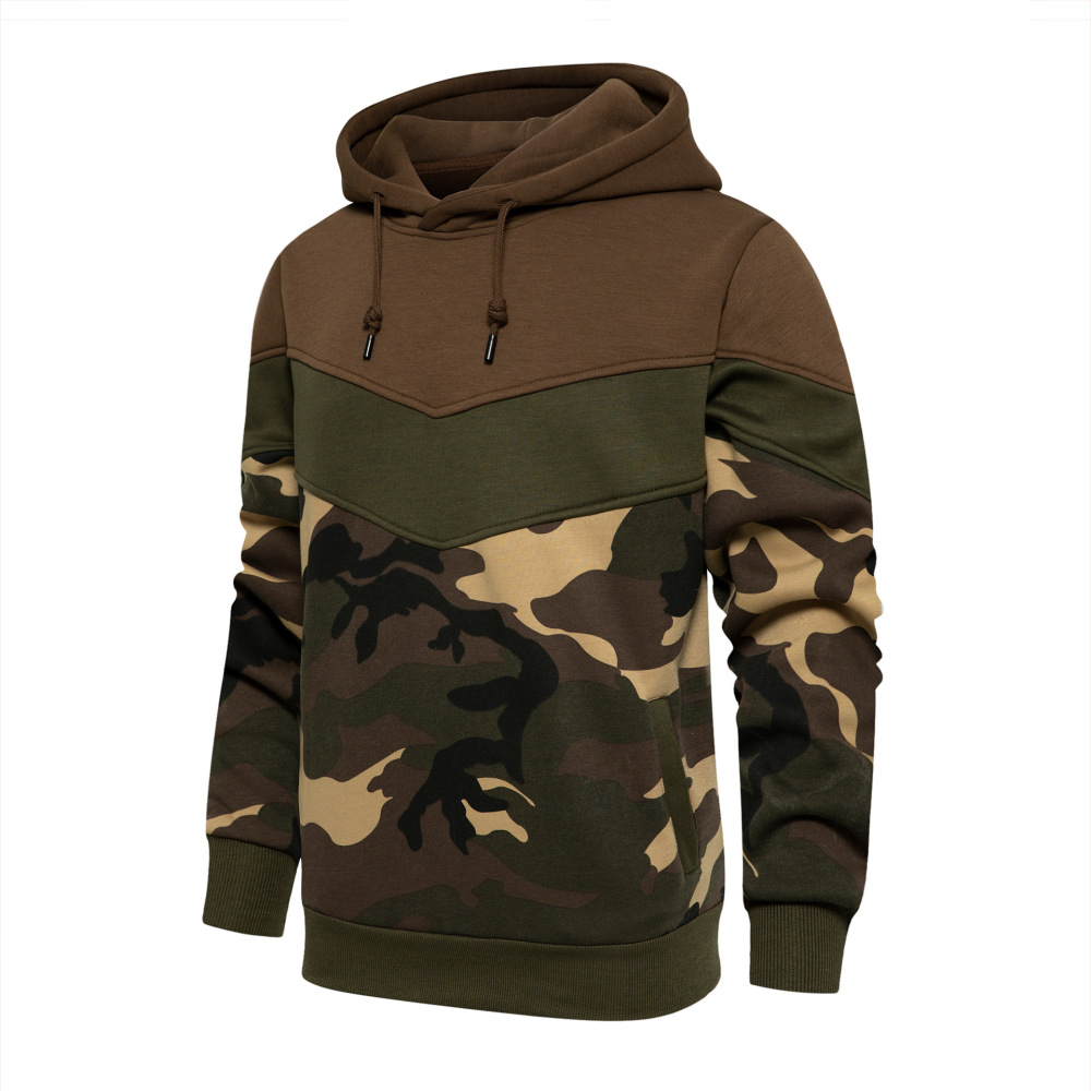 Cross-Border Amazon Spring and Autumn European and American Men's Color-Blocking Fashion Hooded Sweatshirt Men's Casual Sports Top