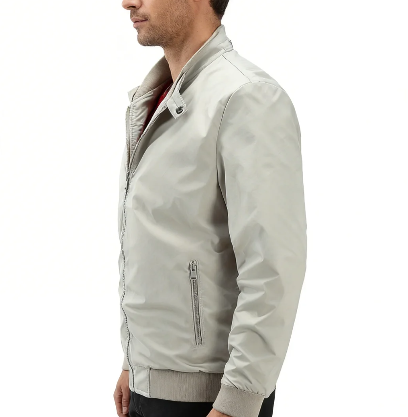 GorgeousBen Men's Bomber Flight Jacket, Spring Autumn Casual Lightweight Workwear, Slim Fit Stand Collar Zip Up Outerwear for Daily Wear