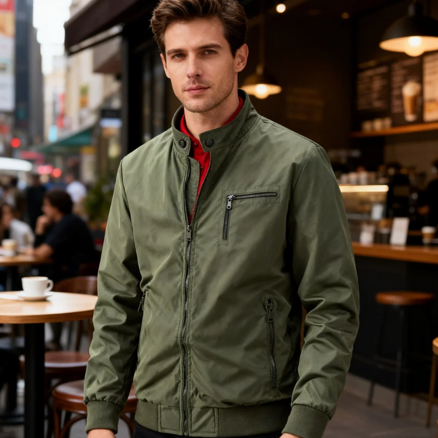 GorgeousBen Men's Bomber Flight Jacket, Spring Autumn Casual Lightweight Workwear, Slim Fit Stand Collar Zip Up Outerwear for Daily Wear